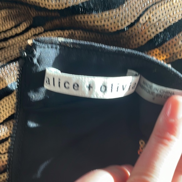 Alice and Olivia Inka Sequin Animal Print Sheath Dress Velvet reformation - Picture 9 of 11